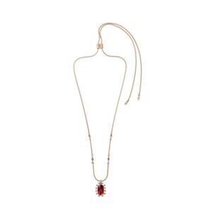 Ruby Red Rhinestone Crystal Vintage Gold Statement Pendant Necklace